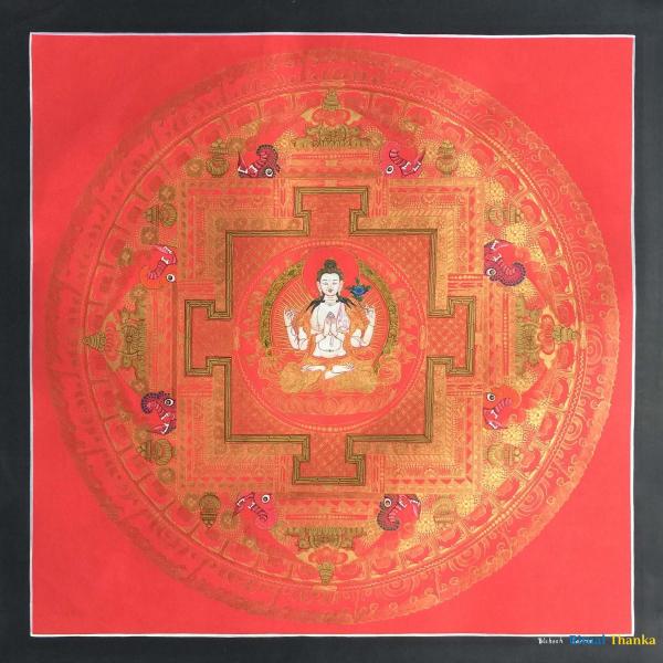 Chengrezig Mandala | Traditional Buddhist Art | Tibetan painting | Wall Decoration Painting